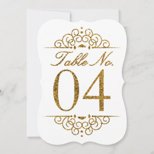 Gold Glitter Effekt Hochzeit Tischnummernkarte (04 Einladung