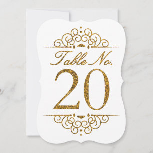 Gold Glitter Effekt Hochzeit Tischnummernkarte (20 Einladung