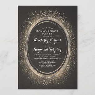 Gold Glitter Elegante Vintage Verlobungsparty Einladung
