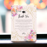 Gold glitter floral watercolor photo graduation dankeskarte<br><div class="desc">A chic spring,  summer pink,  purple and orange floral watercolor and gold glitter confetti typography graduation thank you card with hand painted flowers,  greenery watercolor leaf branches with gold geometric terrarium frame on blush pink background,  add your photo at the back</div>