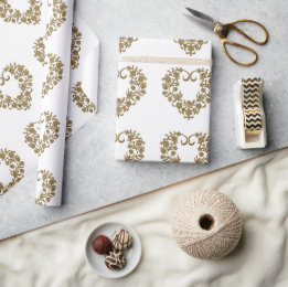 Gold Glitter Flourish Valentine Geschenkpapier
