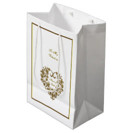 Gold Glitter Flourish Valentine Mittlere Geschenktüte