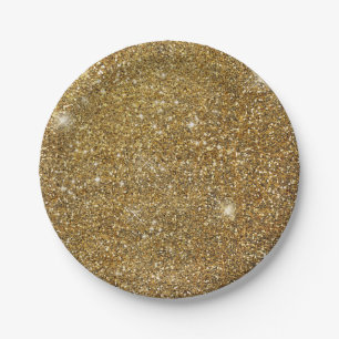 Gold Glitter Funkeln Glitzernd Funkelnd Hübsch Pappteller