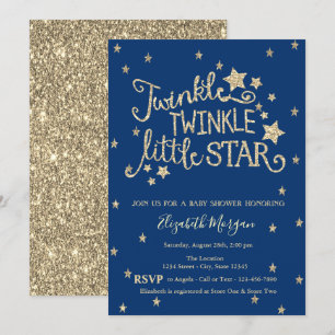 Gold Glitter Funkeln Kleiner Stern Babyparty Einladung