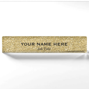 Gold Glitter Funkeln Trendige Glam Persönliche Namensplakette