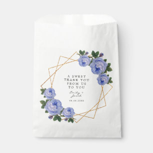 Gold Glitter Geometric Elegant Blue Floral Wedding Geschenktütchen