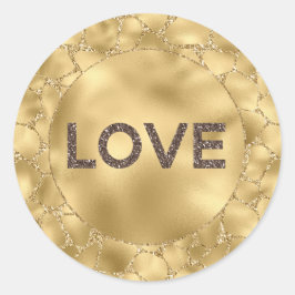 Gold Glitter Giraffe Print Love   Runder Aufkleber