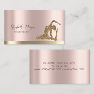 Gold Glitter Girl Rose Gold Yoga Visitenkarte