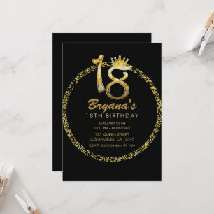 Gold Glitter Glam Diamant Bling Funkeln 18. 18 Einladung