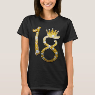 Gold Glitter Glam Krone Diamant Bling 18. 18 T-Shirt