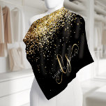 Gold Glitter Glam Monogram Name Halstuch<br><div class="desc">Glam Gold Glitter Elegant Monogram Bandana. Easily personalize this trendy chic bandana design featuring elegant gold sparkling glitter on a black background. The design features your handwritten script monogram with pretty swirls and name.</div>