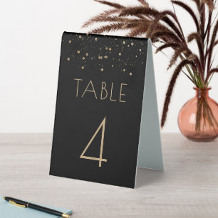 Gold Glitter Glam Schwarze Hochzeitsnummer Tischaufsteller