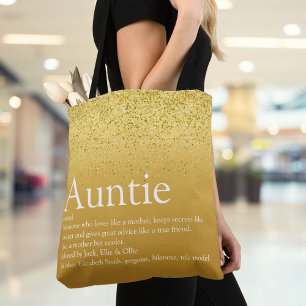 Gold Glitter Glam Spaß Coole Tante Tante Definitio Tasche
