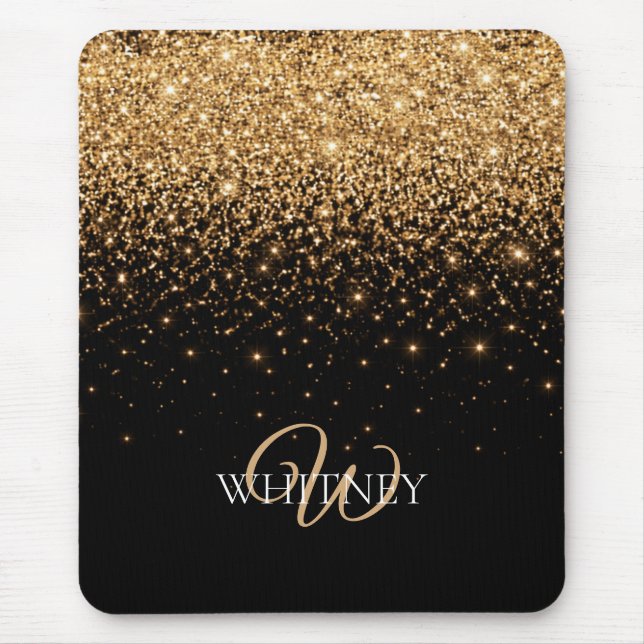 Gold Glitter Glanz Elegante Luxus Textur Mousepad (Vorne)