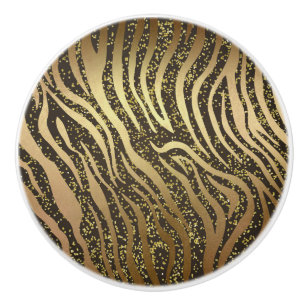 Gold Glitter Glanz Zebra Dschungel Safari Glamour Keramikknauf