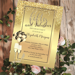 Gold Glitter Glas, Luftballons 50. Geburtstagsfeie Einladung