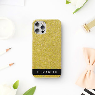 Gold Glitter, Glitter Hintergrund, Ihr Name iPhone 16 Hülle