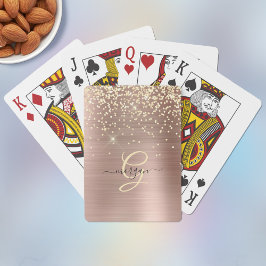 Gold Glitter, Gold Monogramm, schwarzer Schriftnam Spielkarten