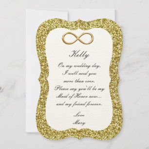 Gold Glitter Gold Unendlich Brautjungfer Karte