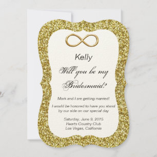 Gold Glitter Gold Unendlich Brautjungfer Karte