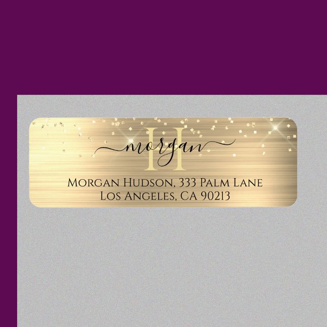 Gold Glitter & großes Monogramm, schwarzer Schrift (Von Creator hochgeladen)