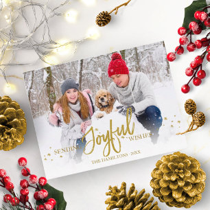 Gold Glitter Handgeschriebene Foto Weihnachtsfeier Postkarte