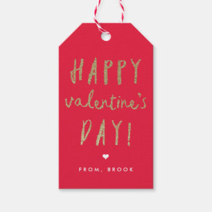 Gold Glitter Happy Valentine's Day  Geschenkanhänger