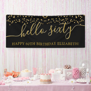 Gold Glitter Hello Sixty 60. Geburtstagsfeier Bann Banner