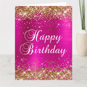 Gold Glitter Hellrosa Folie Großer Geburtstag Karte