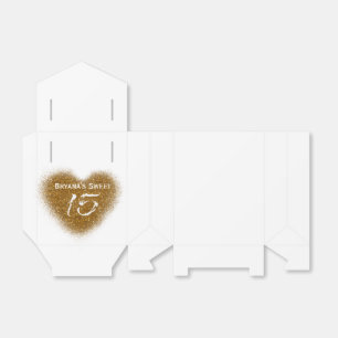 Gold Glitter Herz 15 Quinceincera Geschenkboxen Geschenkschachtel