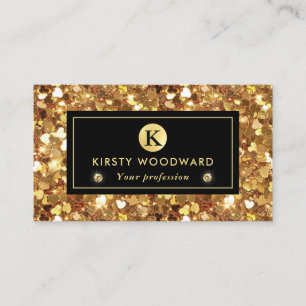 Gold Glitter Herzen Pailletten Muster Visitenkarte