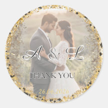 Gold Glitter Hochzeitsfoto A&L Gastgeschenk