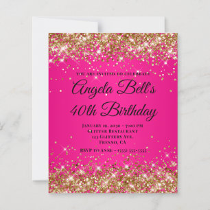 Gold Glitter Hot Pink Ombre Fancy Monogramm 40.