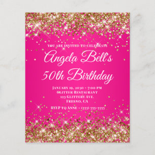 Gold Glitter Hot Pink Ombre Fancy Monogramm Flyer