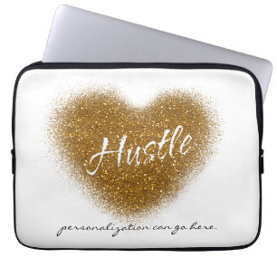 Gold Glitter HUSTLE Herz Glamour Laptop-Hülle Tasc Laptopschutzhülle