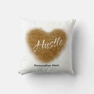 Gold Glitter HUSTLE Herz Glamour Wurfkissen Kissen