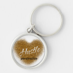 Gold Glitter HUSTLE Herz Inspirationsschlüsselanhä Schlüsselanhänger