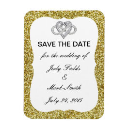Gold Glitter Infinity Heart Save The Date Magnet