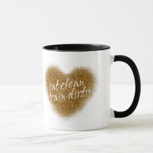 Gold Glitter ISS SAUBER TRAINIERE DRECKIG Herz Tas Tasse
