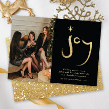 Gold Glitter Joy Brush Calligraphy Christmas Foto