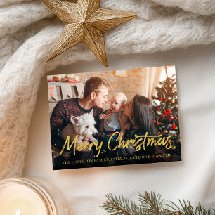 Gold Glitter-Kalligrafie Foto Frohe Weihnachten Postkarte