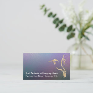 Gold Glitter Kolibri auf Dunklem Holografischem Visitenkarte