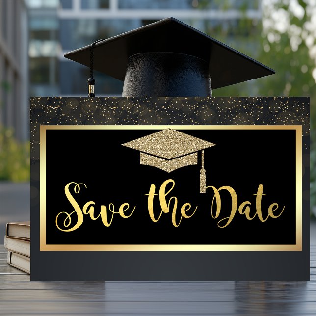 Gold Glitter Konfetti Abschluss Save The Date (Von Creator hochgeladen)