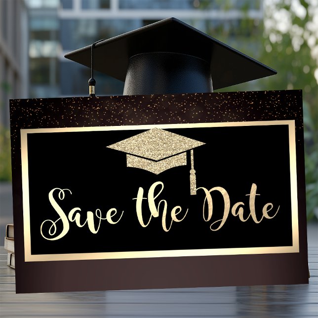 Gold Glitter Konfetti Brauner Abschluss Save The D Date (Von Creator hochgeladen)