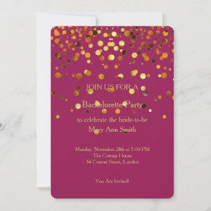 Gold Glitter Konfetti Funkeln Rosa Junggesellinnen Einladung