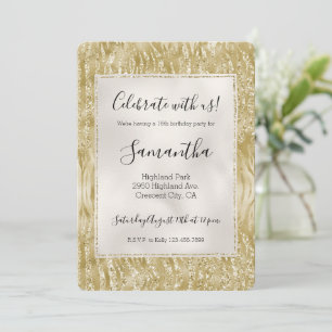 Gold Glitter Konfetti Glitzer Zebradruck Einladung