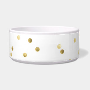 Gold Glitter Konfetti Punkt Polka Hund Haustier Fu Napf