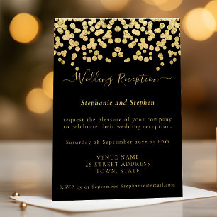 Gold Glitter Konfetti Schwarze Hochzeitsfeier Einladung
