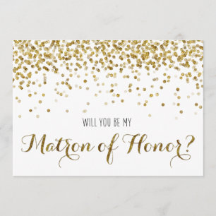 Gold Glitter Konfetti Wirst du die Trauzeugin sein Einladung