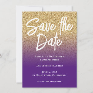 Gold Glitter Königliches Lila Ombre Save The Date